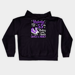 Stepping Into My 55th Birthday With God's Grace & Mercy Bday Kids Hoodie